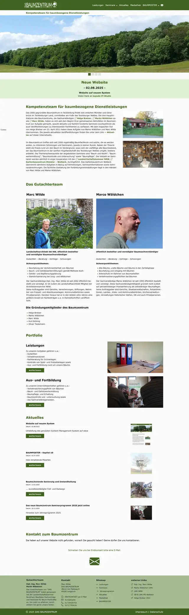 Ansicht der Website als Screenshot